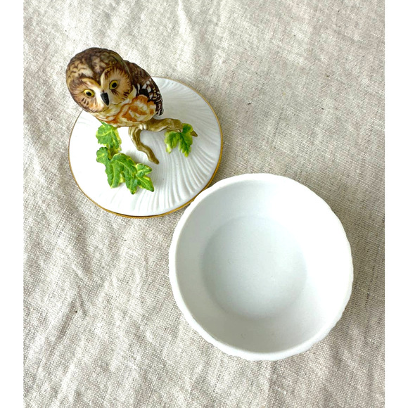 Vintage Saw-Whet Owl by Maruri Trinket Box Porcelain 3" Tall - Picture 7 of 10